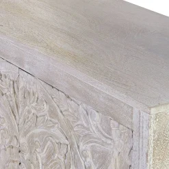 Wohnen Sideboards<White Wash Sideboard mit Mandala Schnitzerei - Bonany