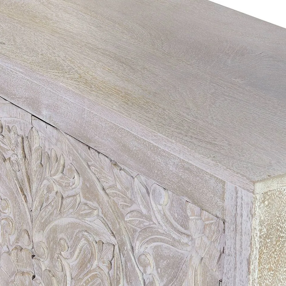Wohnen Sideboards<White Wash Sideboard mit Mandala Schnitzerei - Bonany