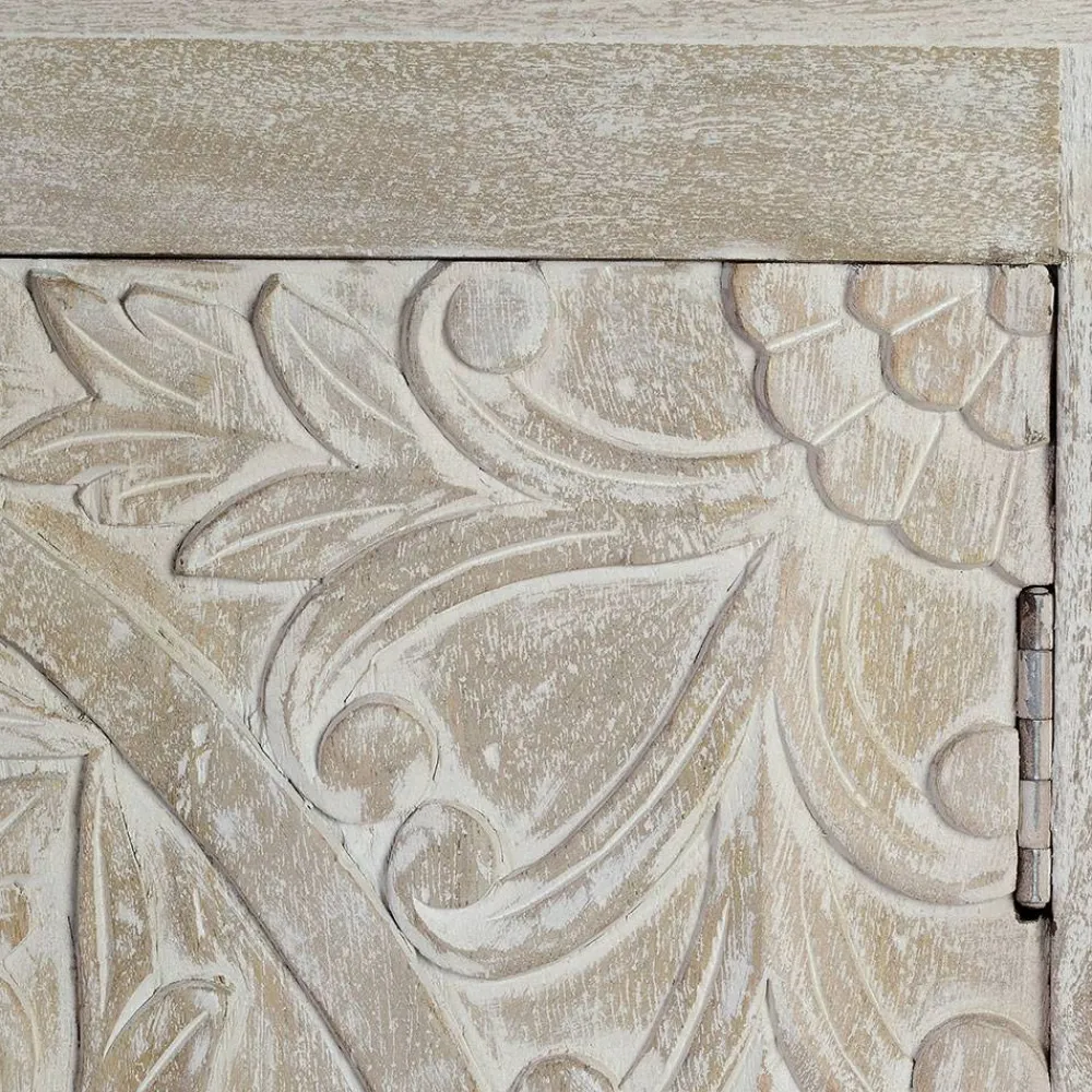 Wohnen Sideboards<White Wash Sideboard mit Mandala Schnitzerei - Bonany