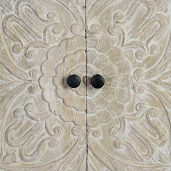 Wohnen Sideboards<White Wash Sideboard mit Mandala Schnitzerei - Bonany