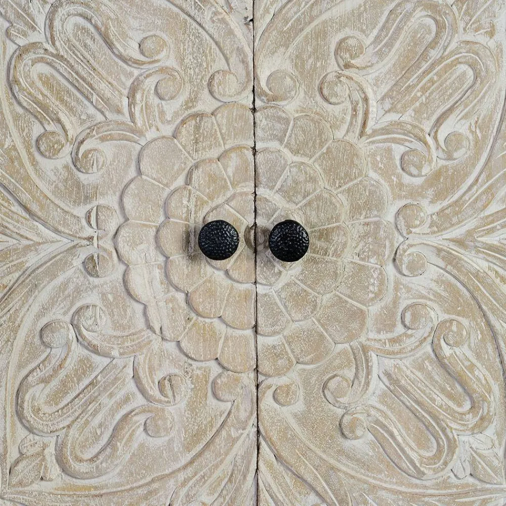 Wohnen Sideboards<White Wash Sideboard mit Mandala Schnitzerei - Bonany