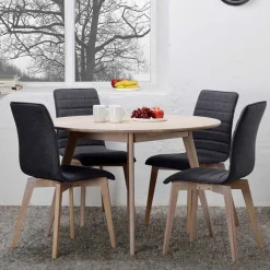Wohnen Sitzgruppe<White Wash Tischgruppe in Rund - Navassa III (fünfteilig)