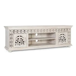 Wohnen Tv & Hifi-Möbel|Lowboards<White Wash TV Lowboard - dekoratives Design - Snake