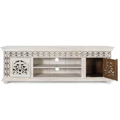 Wohnen Tv & Hifi-Möbel|Lowboards<White Wash TV Lowboard - dekoratives Design - Snake