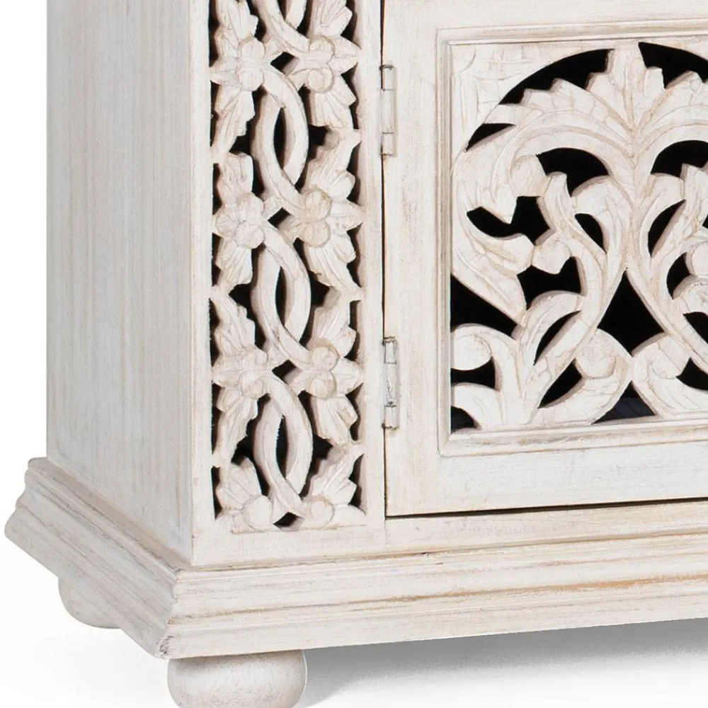 Wohnen Tv & Hifi-Möbel|Lowboards<White Wash TV Lowboard - dekoratives Design - Snake