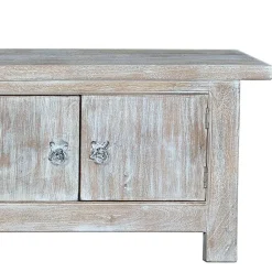 Wohnen Tv & Hifi-Möbel|Lowboards<White Wash TV Lowboard - Shabby Chic - Catlony