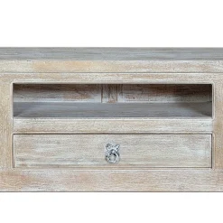 Wohnen Tv & Hifi-Möbel|Lowboards<White Wash TV Lowboard - Shabby Chic - Catlony