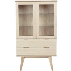 Wohnen Highboards|Vitrinen<White Wash Vitrine im Skandi Design - Pessoa