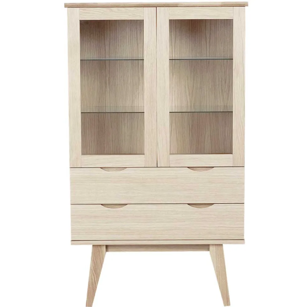 Wohnen Highboards|Vitrinen<White Wash Vitrine im Skandi Design - Pessoa