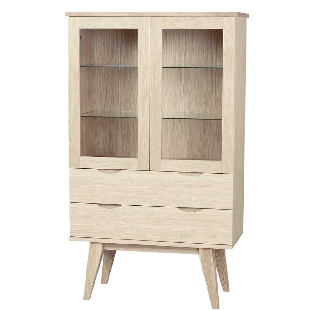 Wohnen Highboards|Vitrinen<White Wash Vitrine im Skandi Design - Pessoa