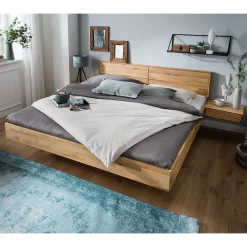 Wohnen Betten<Wildeiche Bett auf Schwebesockel - Manoz (dreiteilig)