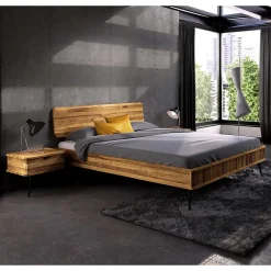 Wohnen Betten<Wildeiche Bett mit Holzkopfteil - Casarius