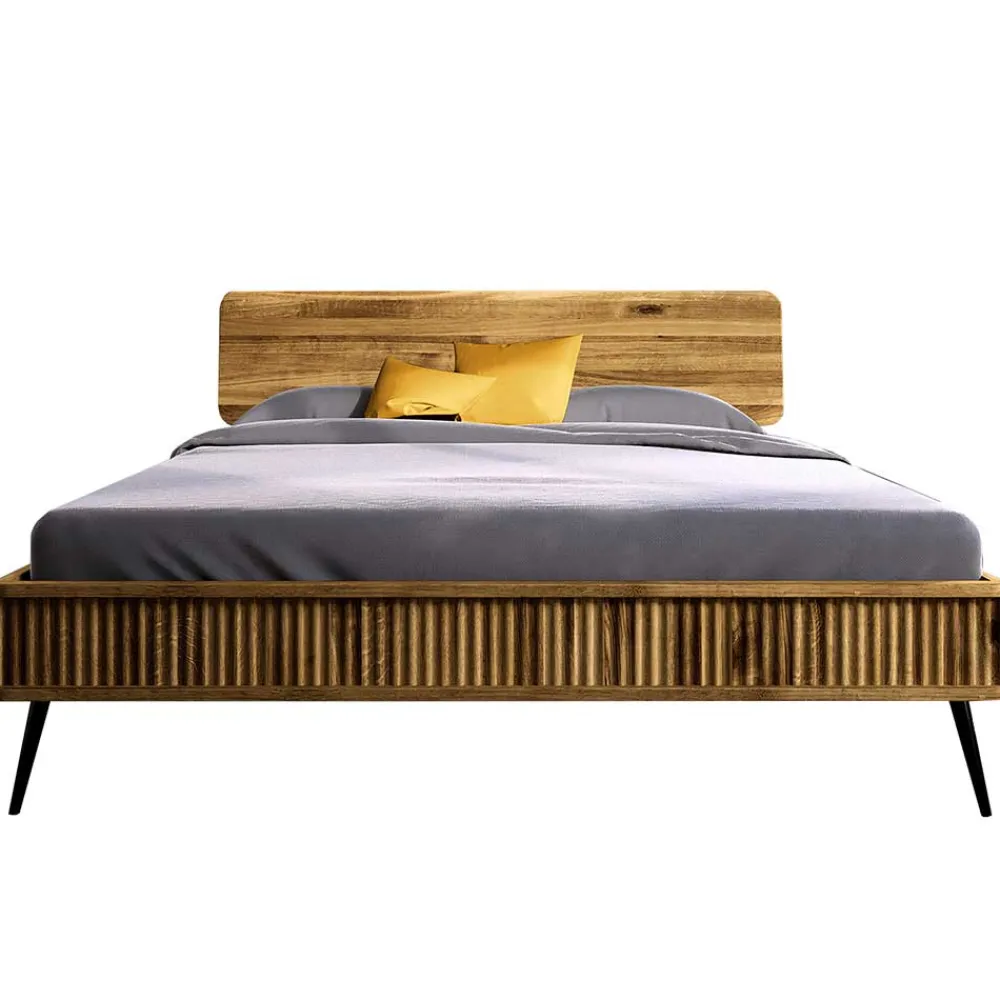 Wohnen Betten<Wildeiche Bett mit Holzkopfteil - Casarius