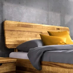Wohnen Betten<Wildeiche Bett mit Holzkopfteil - Casarius