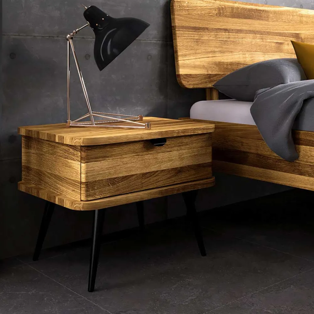 Wohnen Betten<Wildeiche Bett mit Holzkopfteil - Casarius