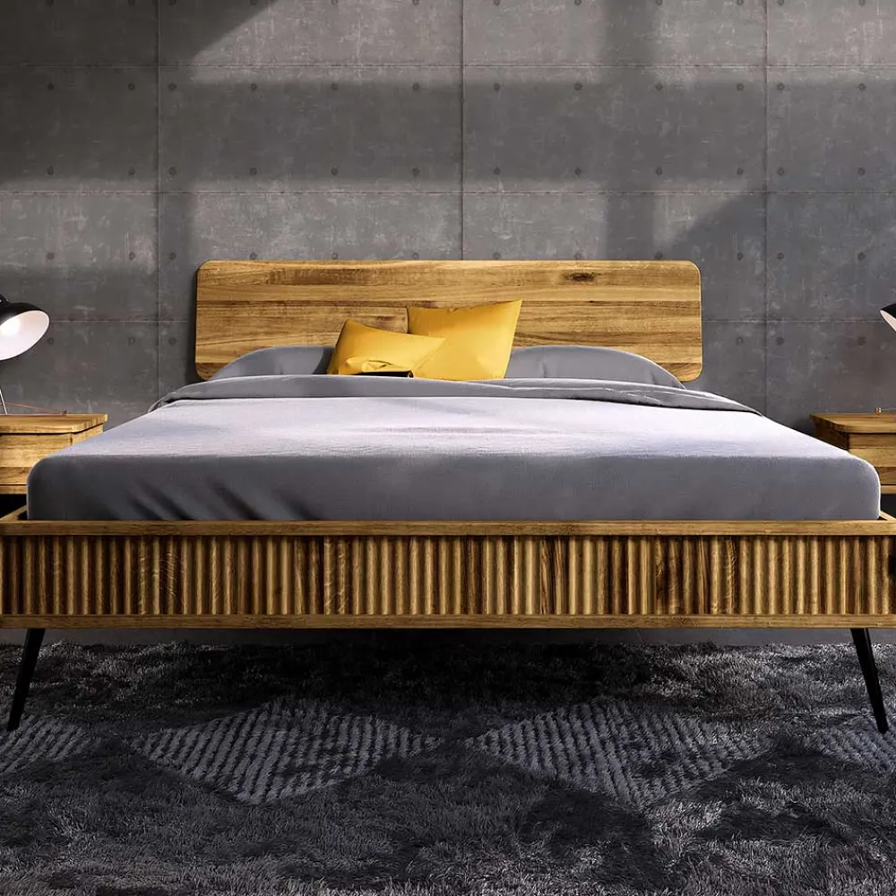 Wohnen Betten<Wildeiche Bett mit Holzkopfteil - Casarius