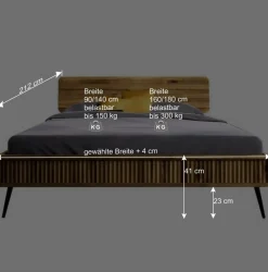 Wohnen Betten<Wildeiche Bett mit Holzkopfteil - Casarius