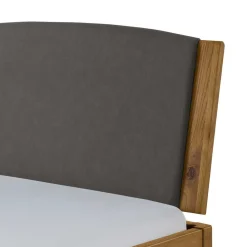 Wohnen Betten<Wildeiche Bett mit Kopfteilpolstern in Grau - Luxuria