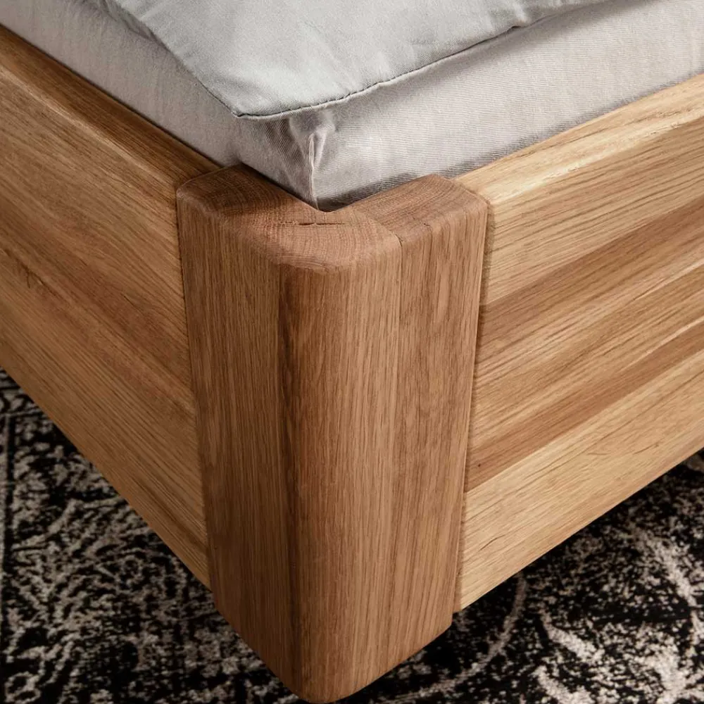 Wohnen Betten<Wildeiche Bett mit Metallkufen in Schwarzgrau - Tomya