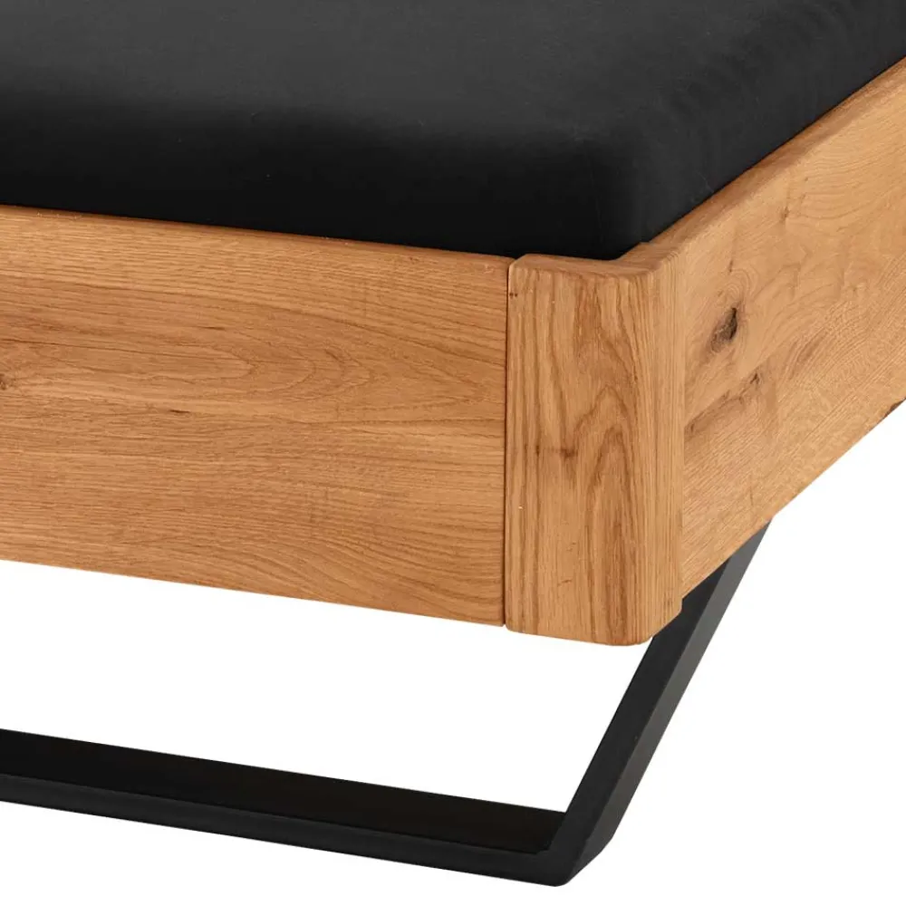 Wohnen Betten<Wildeiche Bett mit Metallkufen in Schwarzgrau - Tomya