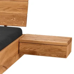 Wohnen Betten<Wildeiche Bett mit Metallkufen in Schwarzgrau - Tomya