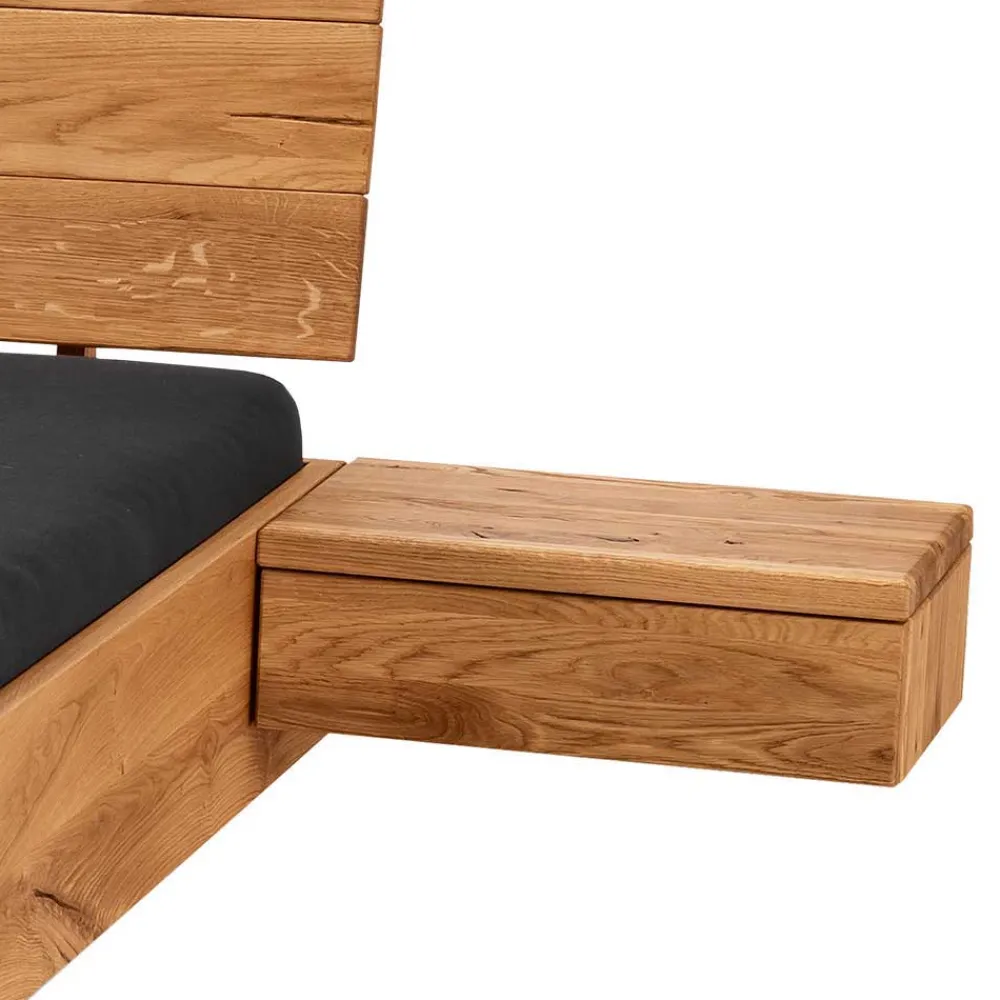 Wohnen Betten<Wildeiche Bett mit Metallkufen in Schwarzgrau - Tomya
