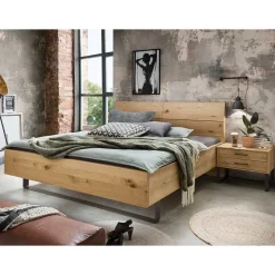 Wohnen Betten<Wildeiche Bett mit Metallkufen - Siestago