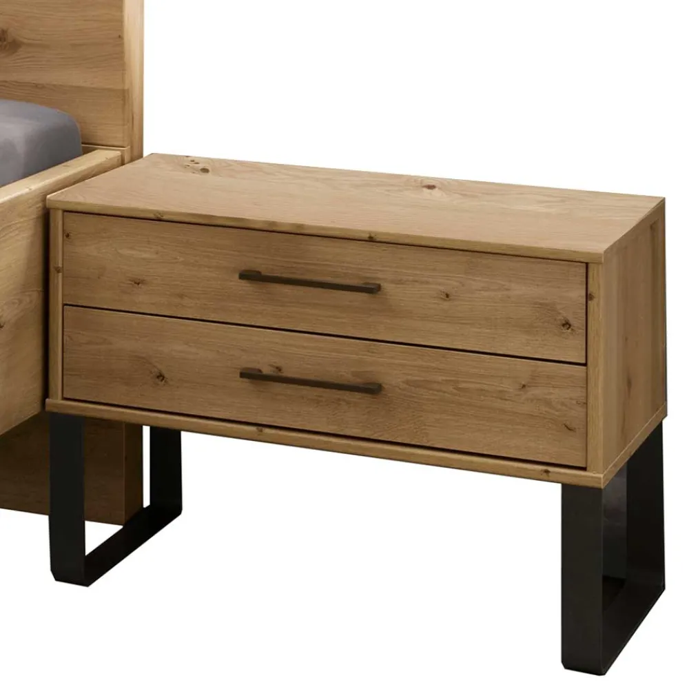 Wohnen Betten<Wildeiche Bett mit Metallkufen - Siestago