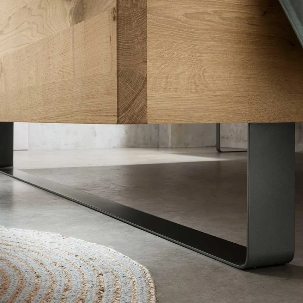 Wohnen Betten<Wildeiche Bett mit Metallkufen - Siestago