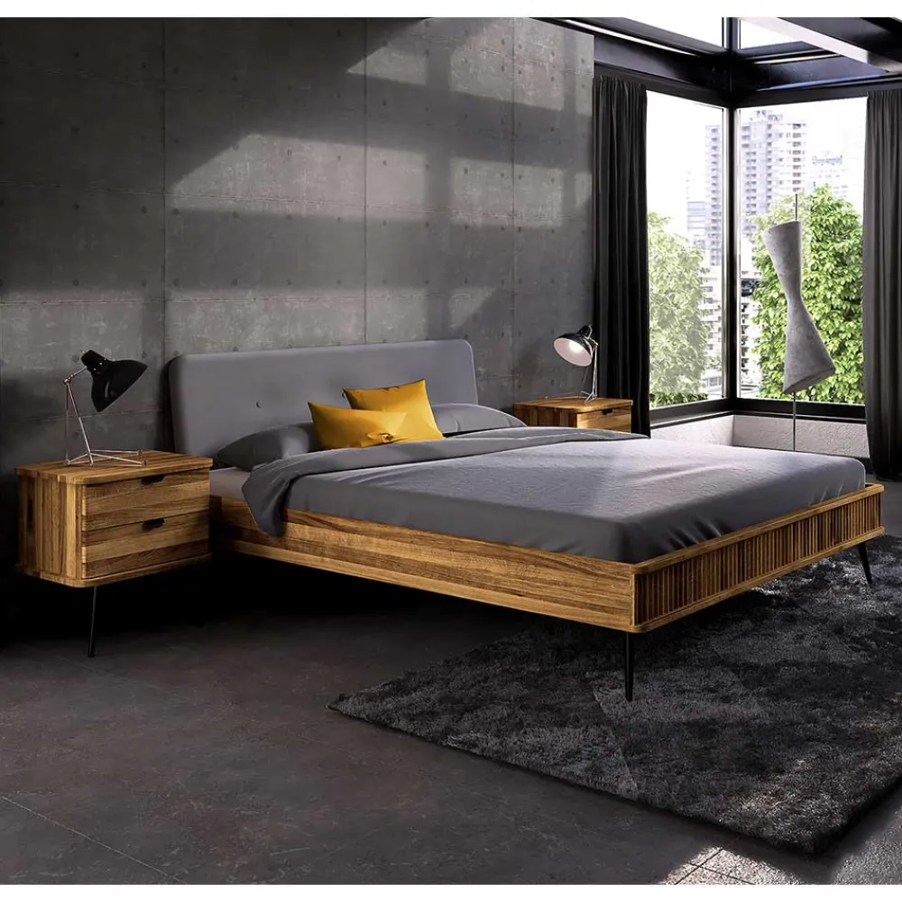 Wohnen Betten<Wildeiche Designerbett mit Polsterkopfteil - Casarius