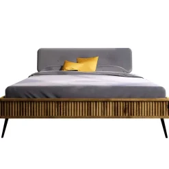 Wohnen Betten<Wildeiche Designerbett mit Polsterkopfteil - Casarius