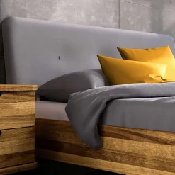 Wohnen Betten<Wildeiche Designerbett mit Polsterkopfteil - Casarius