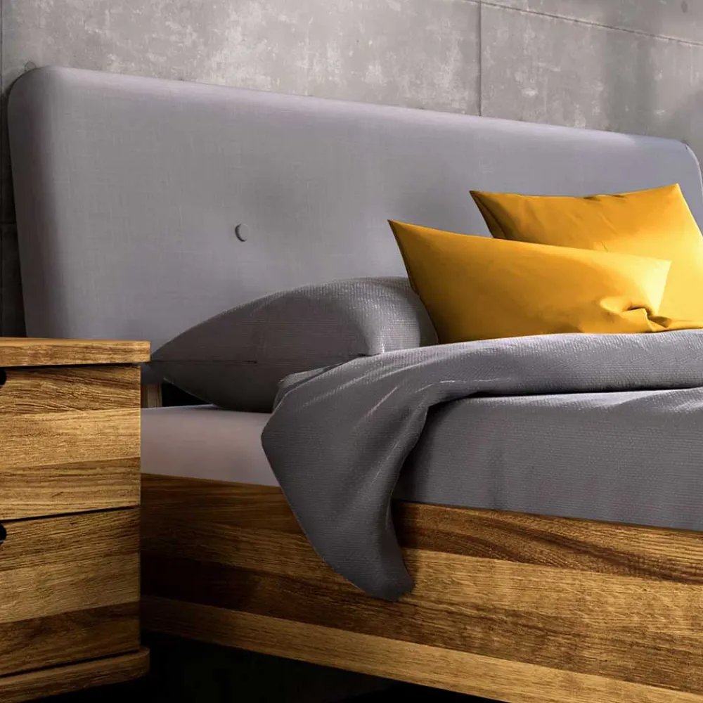 Wohnen Betten<Wildeiche Designerbett mit Polsterkopfteil - Casarius