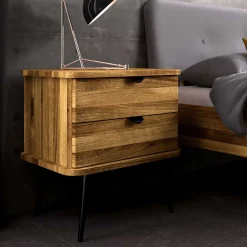 Wohnen Betten<Wildeiche Designerbett mit Polsterkopfteil - Casarius