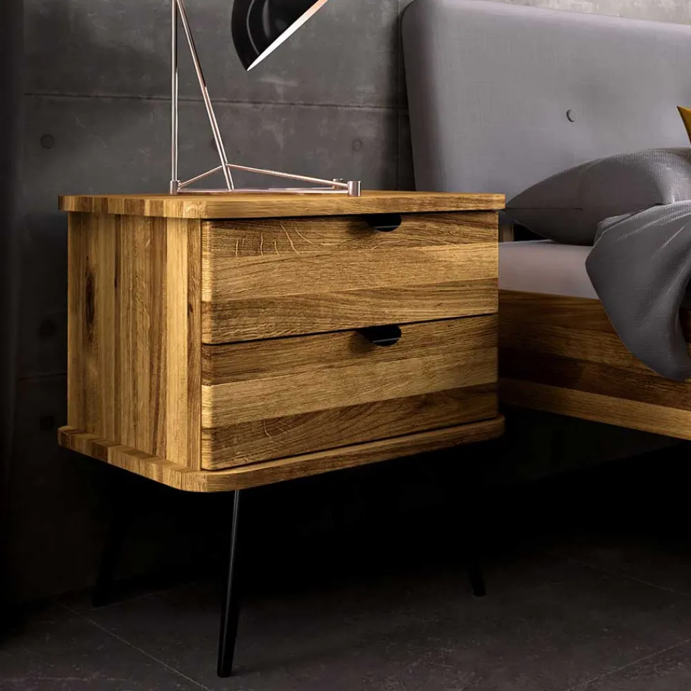 Wohnen Betten<Wildeiche Designerbett mit Polsterkopfteil - Casarius