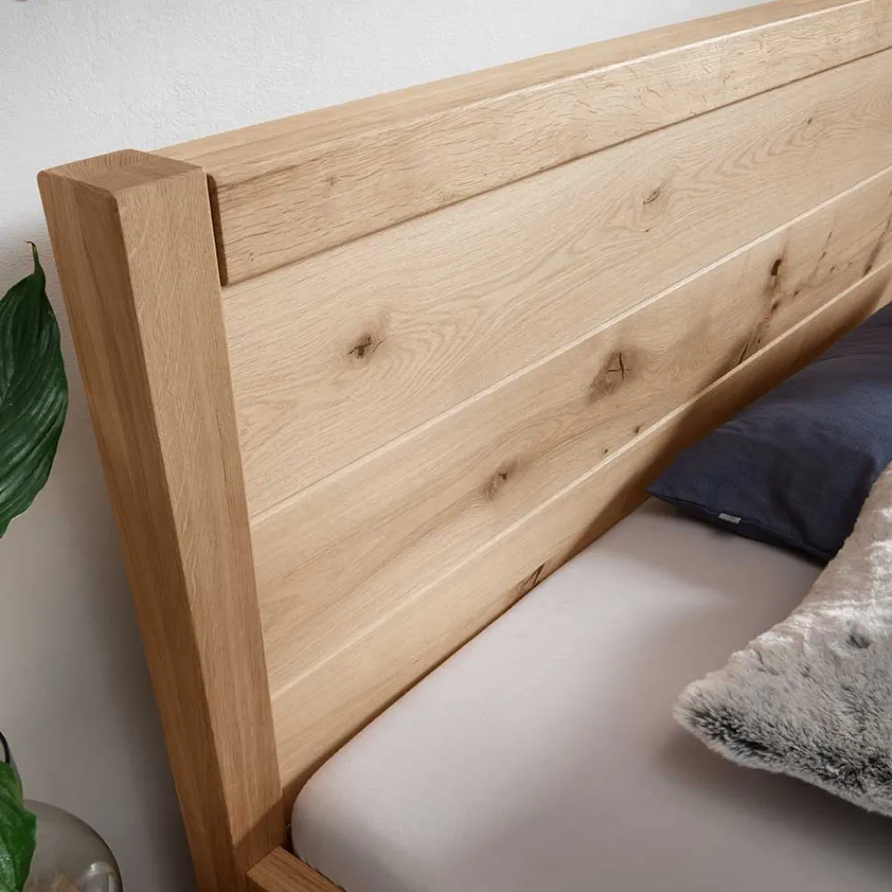 Wohnen Betten<Wildeiche Doppelbett mit Holzkopfteil - Adeira