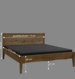 Wohnen Betten<Wildeiche Doppelbett mit Holzkopfteil - Adeira