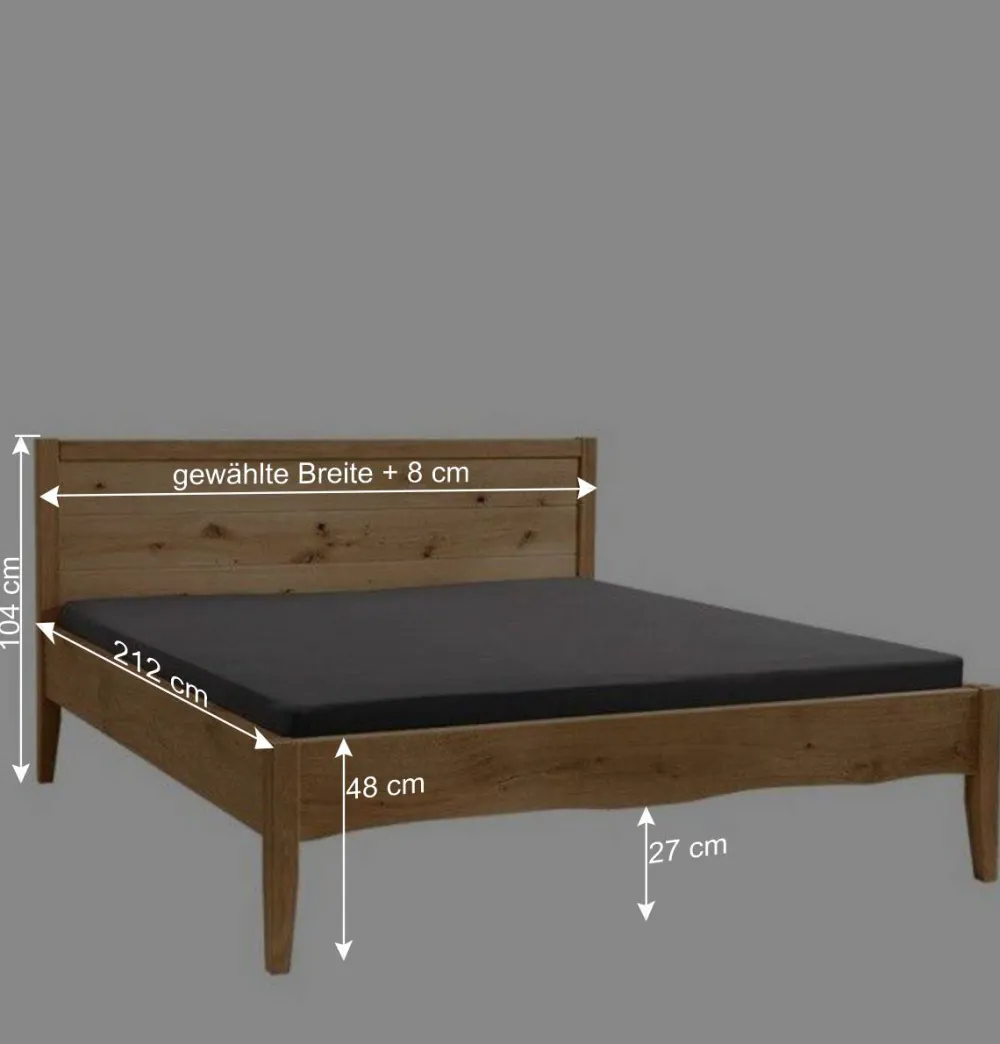 Wohnen Betten<Wildeiche Doppelbett mit Holzkopfteil - Adeira