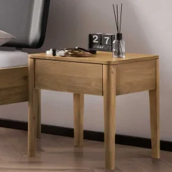 Wohnen Betten<Wildeiche Doppelbett mit Kunstleder Kopfteil - Lucyanco