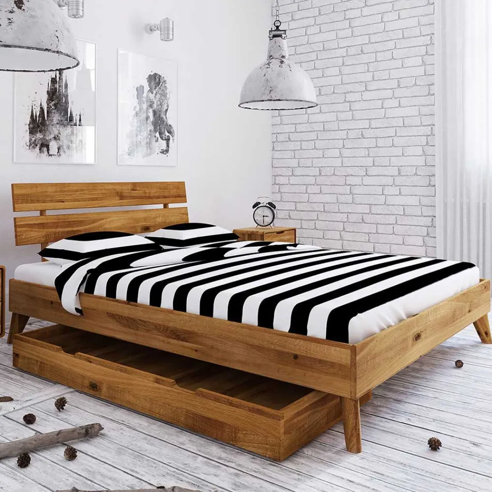 Wohnen Betten<Wildeiche Einzelbett in Übergröße - Eavy VII