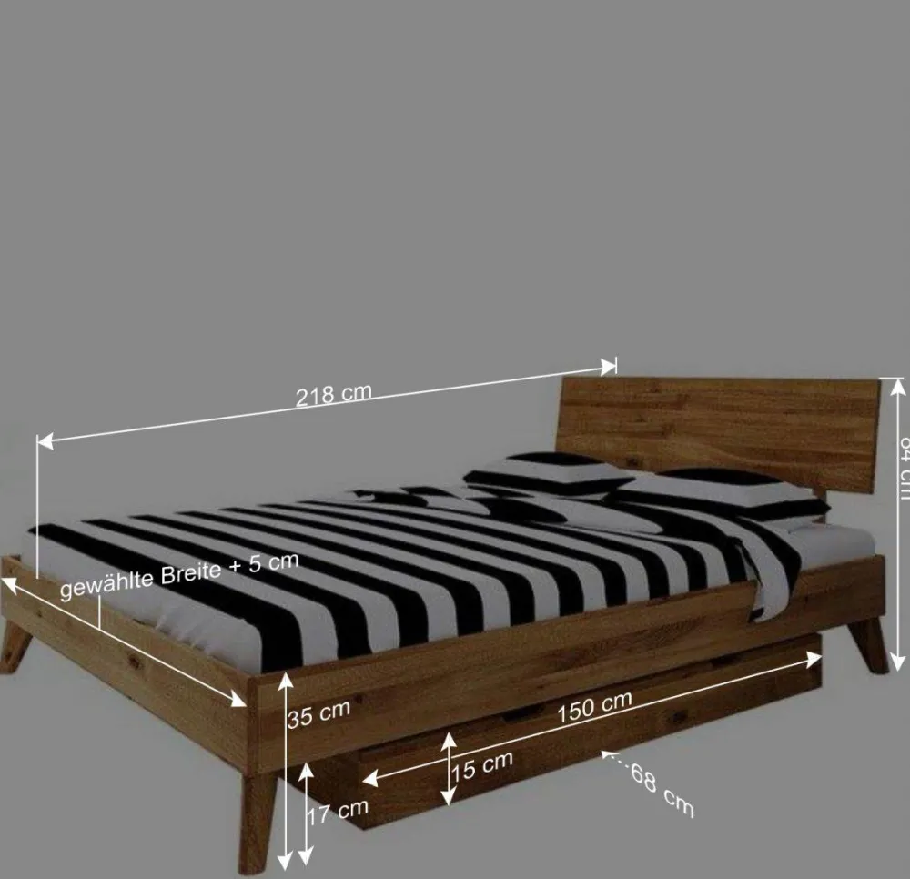 Wohnen Betten<Wildeiche Einzelbett in Übergröße - Eavy VII