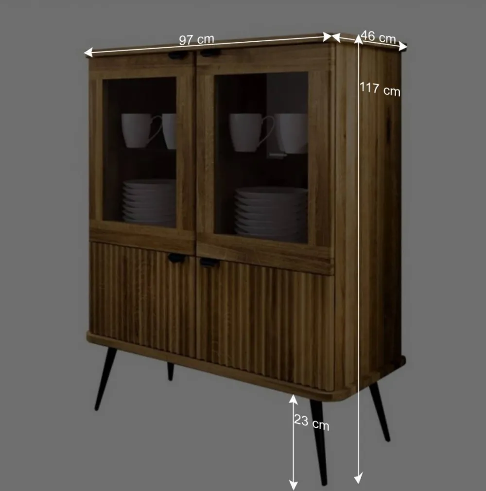 Wohnen Highboards|Vitrinen<Wildeiche Highboard mit Glastüren & Holztüren - Casarius