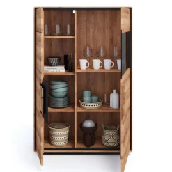 Wohnen Vitrinen<Wildeiche Highboard mit Glas Einsatz - Shipper