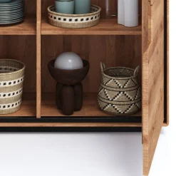 Wohnen Vitrinen<Wildeiche Highboard mit Glas Einsatz - Shipper