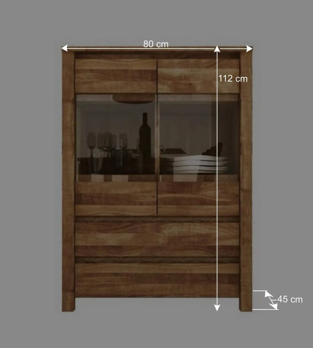 Wohnen Highboards<Wildeiche Highboard Nadalia massiv geölt Glas
