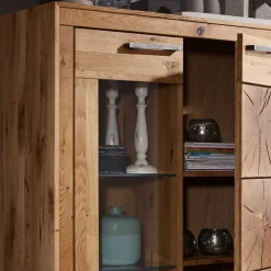 Wohnen Highboards<Wildeiche Highboard Troncon mit Glas Einsatz