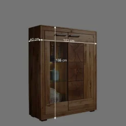 Wohnen Highboards<Wildeiche Highboard Troncon mit Glas Einsatz