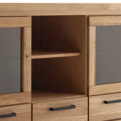 Wohnen Kommoden|Vitrinen<Wildeiche Highboard Vitrine teilmassiv - Sophia