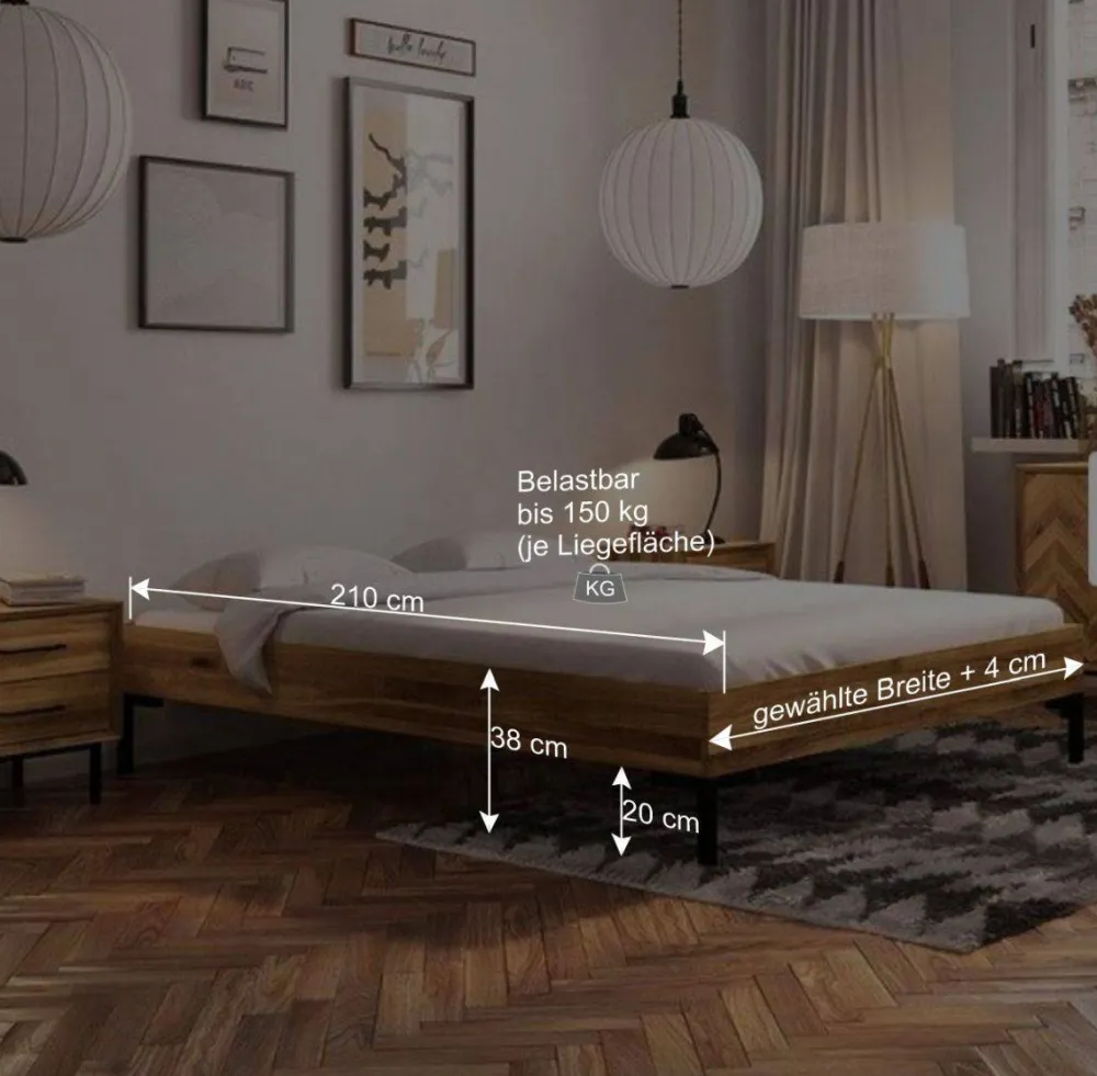 Wohnen Betten<Wildeiche Holzbett für Dachzimmer - Kerfa