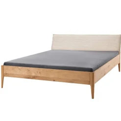 Wohnen Betten<Wildeiche Holzbett mit Cord-Kopfteil - Babahira